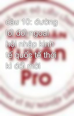 câu 10: đường lối đối ngoại hội nhập kinh tế quốc tế thời kì đổi mới