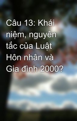 Câu 13: Khái niệm, nguyên tắc của Luật Hôn nhân và Gia đình 2000?