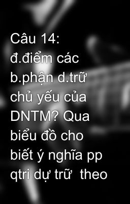 Câu 14:  đ.điểm các b.phận d.trữ chủ yếu của DNTM? Qua biểu đồ cho biết ý nghĩa pp qtri dự trữ  theo