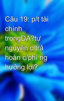 Câu 19: p/t tài chính trongDA?tự nguyện c/trả hoàn c/phí ng hưởng lợi?