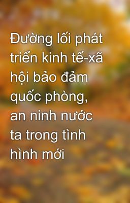 Đường lối phát triển kinh tế-xã hội bảo đảm    quốc phòng, an ninh nước ta trong tình hình mới