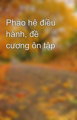 Phao hệ điều hành, đề cương ôn tập